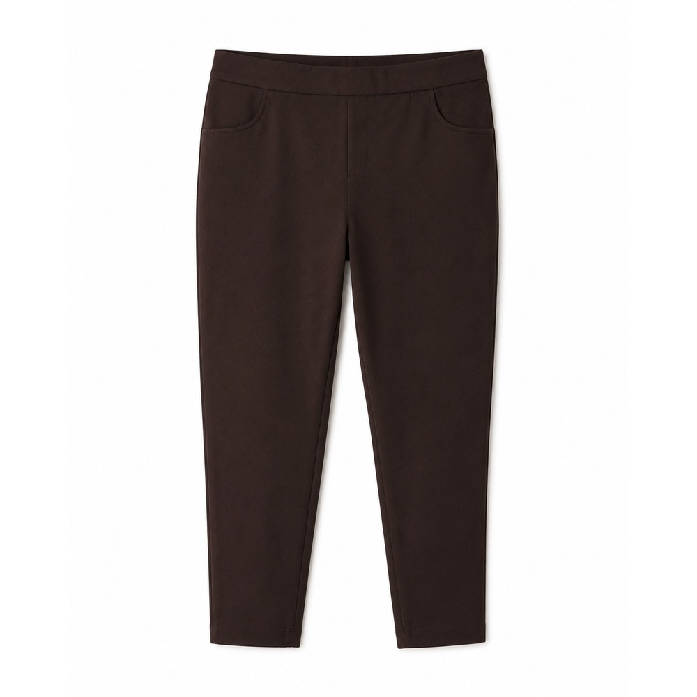 Susan Graver Womens 3XP Brown Pull On Stretch Ponte Ankle Pants Plus Petite NWOT